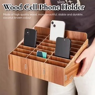 12/24 Grid Wooden Cell Phone Storage Box, Mobile Phone Management Storage Box Desktop Organizer for 
