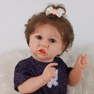Mainan Boneka Bayi Perempuan Silikon 23 Inci Mirip Asli Rambut