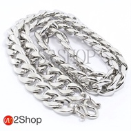 s2shop สร้อยคอสแตนเลสแท้ สร้อยคอพระ ลายห่วงแบน ห้อยพระได้ 1 องค์ ความกว้าง 12 มม.ความยาว 16 18 20 22