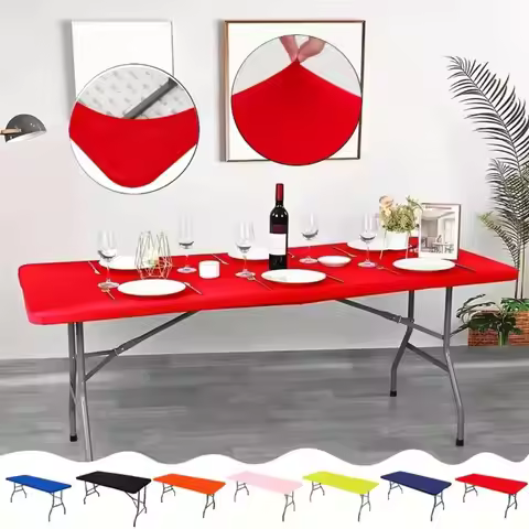 1Pcs Spandex Rectangular Tablecloth Stretch Elastic Fitted Table Cloth 6FT Universal Patio Table Cov