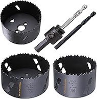 3,4,4-1/4" 76,102,108mm HSS Bi Metal Hole Saw Cutter Kit for Wood Drywall Plastic Aluminum Mild Stee