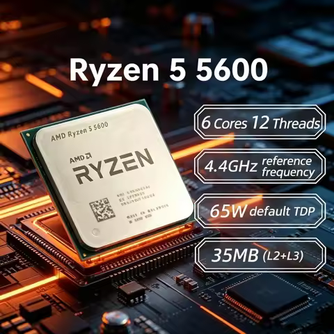 AMD Ryzen 5 5600 Flagship Zen3 Gaming CPU, 7nm 6C12T, 4.4GHz Unlocked, 32MB L3 Cache, AM4 DDR4 65W