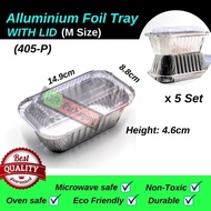 ALUMINIUM FOIL TRAY WITH LID @ M SIZE [RECTANGLE] - 5PCS  (Code:405-P)