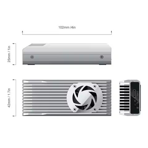 HGHO INEO M.2 SSD Enclosure Built-in Cooling Fan 10Gbps USB3.1 Gen2 Type-C M.2 NVMe Case Enclosure S