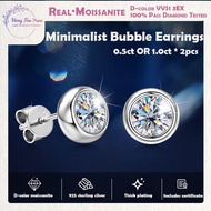 [HFY] IG 0.5ct 1ct Bubble Earrings Real-Moissanite GRA Earrings Diamond Flat Replacement 925 Silver 