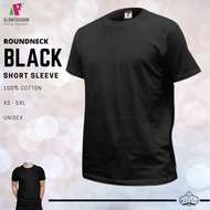 BLACK HITAM plain tshirt UNISEX round neck BAJU KOSONG XS - 5XL 100% cotton ALAM FASHION