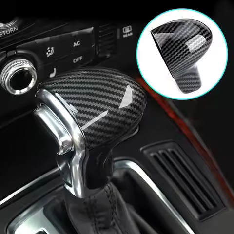 1pc Car Gear Shift Knob Smooth Surface Carbon Fiber Knob Cover For AUDI A4 B8 A5 A6 C7 S7 Q5 Q7 2011