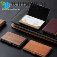 WHIMSICAL ID Credit Card Holder Wooden Fashion Display Stander Desktop Storage Stainless Steel Cards
