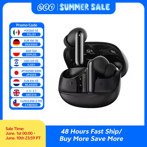 QCY Melobuds N50 ANC Bluetooth 5.4 Wireless Earphones Active Noise Cancellation 6 Mics Clear Call Ea