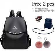 LOTS OF BONUSES 3IN1 Backpack LOVE KANGAROO CLOSEDWanita PACKAGE PU Leather Black Import Quality Sup