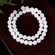 天然新疆和田玉羊脂玉10mm圓珠項鏈
