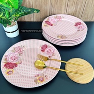 PINK CHELSEA 🌼 10.5” Buffet Plates (6pcs) Fine Porcelain Giacomo Dining Set Pinggan Mangkuk Kaca