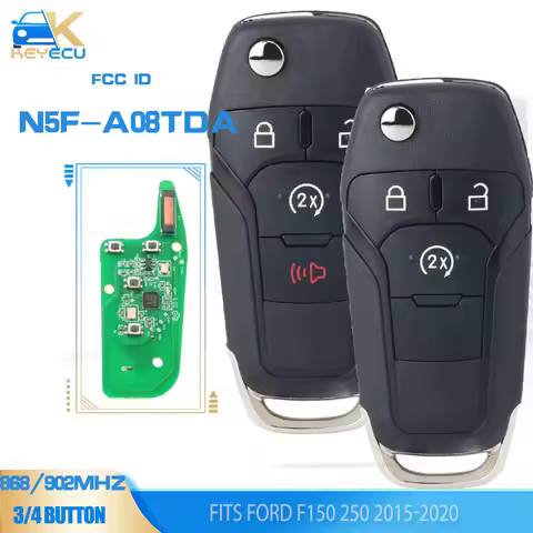 KEYECU N5F-A08TDA for Ford F150 250 2015-2020 Flip Remote Key FSK 902MHz PCF7945P/HITAG PRO 49 Chip 