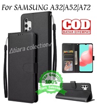 SAMSUNG GALAXY A32 4G A52 A72 FLIP LEATHER CASE PREMIUM-FLIP WALLET CASE KULIT UNTUK SAMSUNG GALAXY A32 4G A52 A72 - CASING DOMPET-FLIP COVER LEATHER-SARUNG BUKU HP