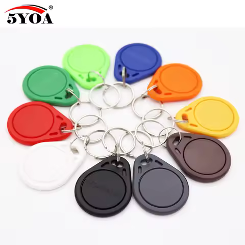 10pcs EM4100 125khz ID Keyfob RFID Tag Tags llaveros llavero Porta Chave Card Sticker Key Fob Token 