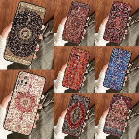 Retro Ethnic Carpets Turkish Rug Case For POCO F5 C40 M5s F3 X4 F4 GT M4 X3 X5 Pro Cover For Xiaomi