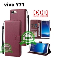 VIVO Y71 - VIVO 1724 FLIP LEATHER CASE PREMIUM-FLIP WALLET CASE KULIT UNTUK VIVO Y71 - VIVO 1724 - C