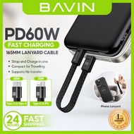 BAVIN 60W PD Mini Braided Lanyard Fast Charging Data Cable Type-C to Type-C & Type-C to iPh