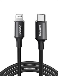 UGREEN USB-C to Lightning Cable [1M Apple MFi-Certified] iPhone PD Charger Cord, Power Delivery Fast Charging Cord, Data Sync, Compatible with iPhone 14 Pro Max 13 12 11 XR SE, AirPods, iPad (Black)