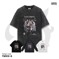 SANZ TWICE T-shirt | Stonewashed washed sandwash t-shirt | Black white longsleeve | TWICE-6