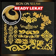 [IRON ON] Sulaman Dokoh Patch Express Emas Gold Tampal Gam Baju Kurung Tudung Hotfix Hiasan Kebaya L