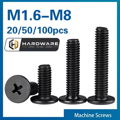 10/ 20/ 50pcs Black 304 Stainless Steel Cross Phillips Ultra Thin Flat Wafer Head Screw CM M1.6 M2 M