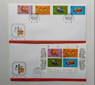 歲次丁丑（1997牛年）郵票及小全張首日封各一個，蓋夏慤道郵政局圖案郵戳，封身有微黃