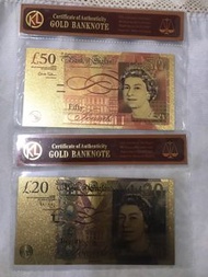 英國金箔紙幣 £50 及 £20