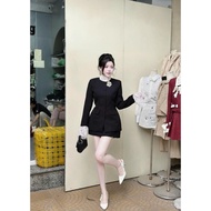 D79 BIGSIZE BUTTON LONG SLEEVE DRESS