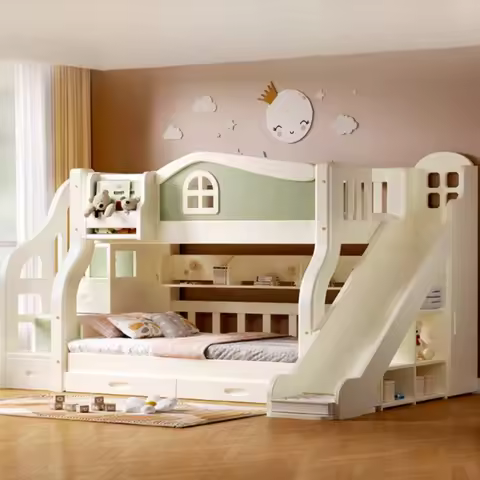 ww-135x200cm Children Bed Low 2 People Bunk Beds Adult Slide Ladder Double Kids Bunk Bed Mattress Fr
