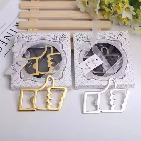100pcs Zinc Alloy Thumb Up Beer Bottle Opener In Gift Box Wedding Party Favors and Door Gifts Souven