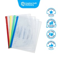 (5 pc) Soft Clear Zip Bag with color zip | Transparent PP PVC Plastic Zipper Holder Plastik File Fol