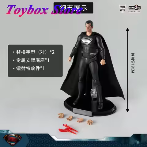 Stock Fondjoy 1/9 Collectible Black Superman Justice League Series DC Super Hero Simulation 19cm Del