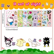 8pcs Sanrio Face Set Of Kid Puzzle Sticker Hello Kitty Kuromi Pachacco Cinnamoroll Kerokero Keroppi