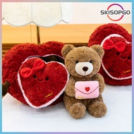 【SKISOPGO】Heart-Shaped Teddy Bear, Cute Letter-hugging Teddy Bear, 2-in-1 stuffed animal made, makes