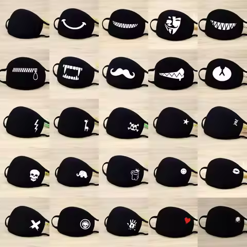 1PCS Unisex Black Cotton Mouth Mask Reusable Mask Dustproof Washable Face Mask Anime Masks For Cycli