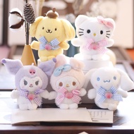 Sanrio keychians น่ารักของเล่นตุ๊กตา Kuromi Cinnamoroll ตุ๊กตายัดไส้การ์ตูนรูป plushie พวงกุญแจกระเป๋าจี้ของเล่นสำหรับเด็ก