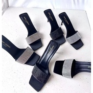 YSL Saint Laurent Luxury Diamond Slippers & High Heel Sandals - Elegant Open Toe Designs