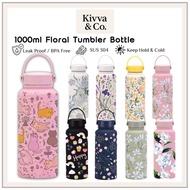 1000ml Stainless Steel Floral Thermos Bottle Handheld Flower Insulated Tumbler Bunga Termos Botol Ta