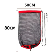 Portable Drawstring Fish Protection Net Bag With Encrypted Mesh Oxford Cloth Fishing Net Bag Fish Ba
