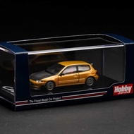HOBBY JAPAN HJ641017FP 1/64 HONDA CIVIC EG6 JDM STYLE MESH WHEEL ORANGE METALLIC CARBON BONNET