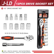 JLD Impact Kunci Set Socket Sok Kunci Sok Wrench 1/2 Handle Multifungsi  Kunci shock Wrench Set Car 