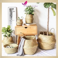 Seagrass Basket Artificial Plant Decoration Rattan Basket Flower Pot Bakul Anyaman Rotan Tikar Mengkuang pokok hiasan
