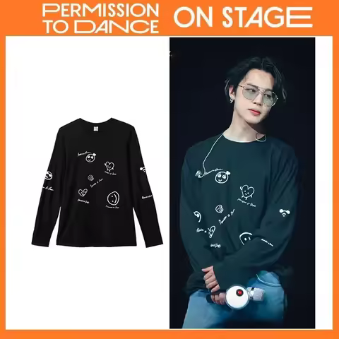 New KPOP JIMIN Concert PERMISSION TO DANCE Hoodie Printing Official Same Paragraph Long-sleeved Shor