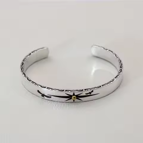 Japan Takahashi goros Thai silver do old sun rays flying eagle open bracelet tide models fashion cou
