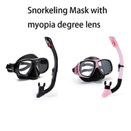 New Snorkeling Set Mask With Power Lens Degree 2 Piece Set Silicone Fully Dry Breathing Tube Goggles