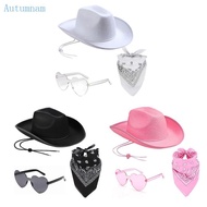 AUTU Cowgirl  Hat Sunglasses Scarf Women Party Costume Night Club Outfit Accessory