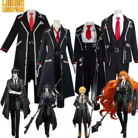 Limbus Company Cosplay Ishmael Hong Lu Faust Don Quixote Project Moon Costume Black Uniform Full Gam