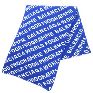 【5積分】成色極佳 ◇ BALENCIAGA 612960 羊毛提花Logo大號圍巾披肩 藍白配色 義大利製 正品 女士