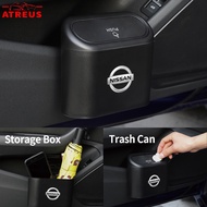 Nissan Car Trash Can Hanging Flip Lid Dustbin Pressing Type Storage Box Organizer Car Accessories For March Juke Skyline Terrano Gtr Livina Serena Xtrail